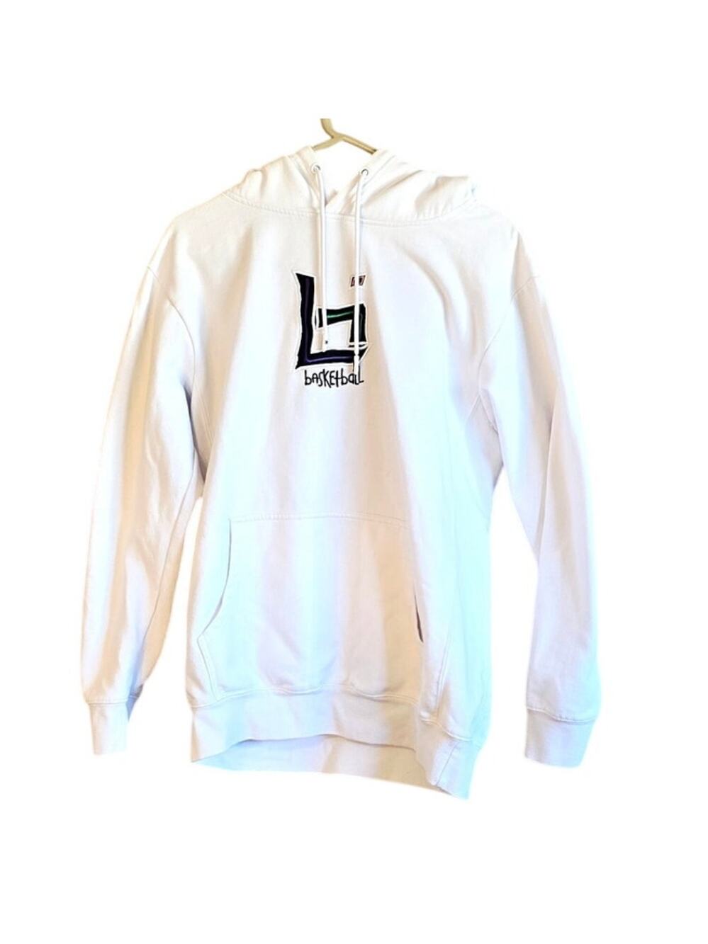 Ballislife white basketball hoodie size Large stain